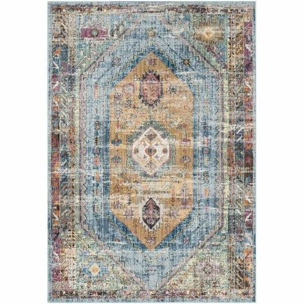 3 x 5 ft. Bristol Power Loomed Small Rectangle Area Rug, Blue and Camel, Safavieh, Mfr#: BTL346C-3